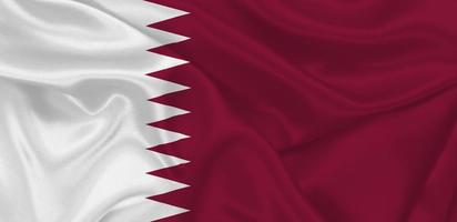 3D Flag of Qatar on fabric photo