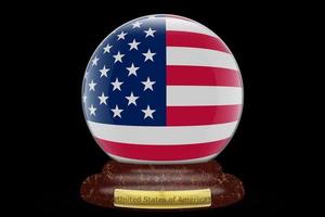 3D Flag of United States of America on snow globe photo