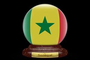 3D Flag of Senegal on snow globe photo