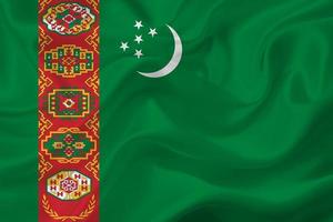 3D Flag of Turkmenistan on fabric photo