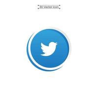 3D Twitter Icon Vector Illustration