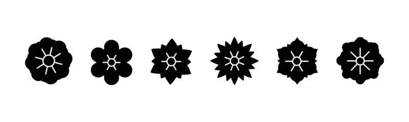 icon line Set of floral elements,Vector flowers black outline collection, line art flowers for design