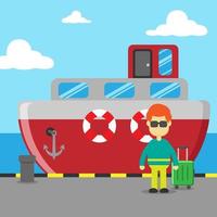 A man is in the harbor to travel. Suitable for news illustrations vector