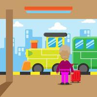 A man is in the train station to travel. Suitable for news illustrations vector