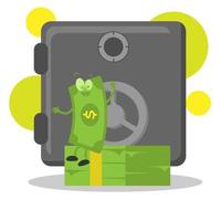 Cute money and the safety box. Suitable for illustration of saving money vector