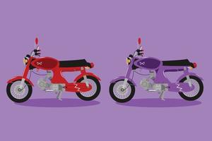 red and purple old motorbike vector