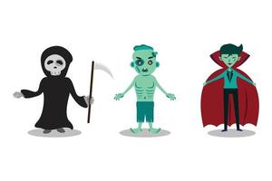 halloween celebration with halloween characters vector