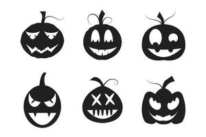 Halloween celebration with cute to scary pumpkin silhouettes vector