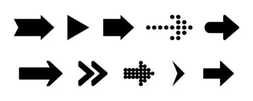 Set of flat arrows icon. black arrow sign vector. for concept design, web design, user interface and more vector