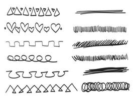 Doodle Hand Drawn Text Dividers, Decorative Page Ornaments, Borders, Lines and laurels set design elements, isolated on white background vector