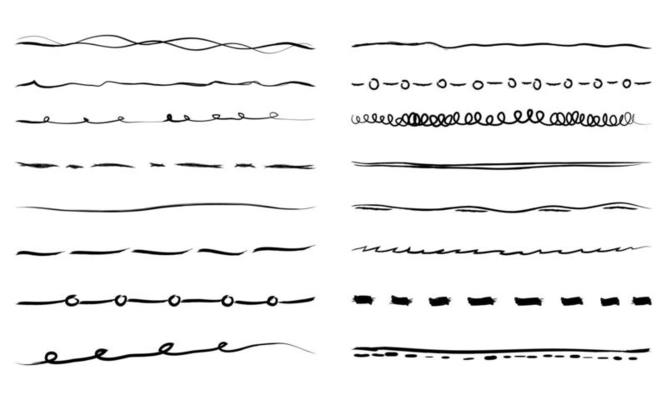 Set of hand drawn lines. Doodle design element with underline, scribble, swashes, swoops. swirl. vector illustration