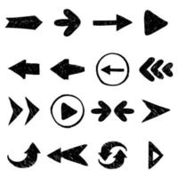 hand drawn set of black arrow icon. with collection grunge style arrow. for web, user interface. vector