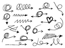 hand drawn Arrows icons Set. arrow icon with various directions. Doodle vector illustration. isolated on a white background.