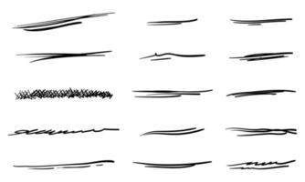 Set of hand drawn lines. Doodle design element with underline, scribble, swashes, swoops. swirl. vector illustration