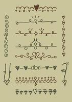 Doodle Hand Drawn Text Dividers, Decorative Page Ornaments, Borders, Lines and laurels set design elements vector