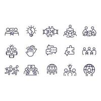 teamwork icons line vector design