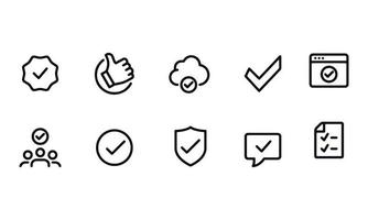 Approved and Checked line icons vector design