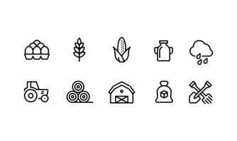conjunto de iconos de esquema de agricultura diseño vectorial vector