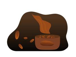 coffee beans flat design in the bowl vector