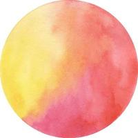 Round watercolor stain on white background, with overflow gradients of yellow and red. Smears of paints vector