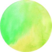 Round watercolor stain on white background, with overflow gradients of green and yellow. Smears of paints vector