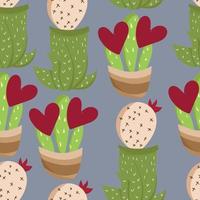 cute cartoon cactus seamless pattern vector