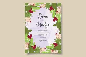 Elegant cute cartoon cactus wedding card design vector