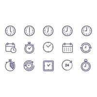 Time and Clock Line Icons vector design