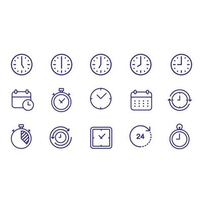Time and Clock Line Icons vector design