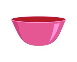 Pink empty plastic or ceramic bowl isolated on white background. Clean dishware for soup, salad or cereal vector