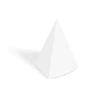 White pyramid tent card mockup. Paper or cardboard pyramidal display stand isolated on white background. Table talker template with shadow vector