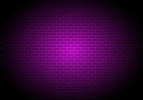 Brick wall with purple neon lightning. Stonewall texture background with violet fluorescent light and empty space for text vector