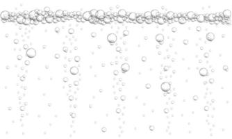 Fizzy drink, carbonated water, seltzer, beer, soda, champagne or sparkling wine texture. Oxygen bubbles background. Underwater stream in ocean, sea or aquarium vector