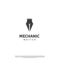 pen combine with wrench logo icon template vector