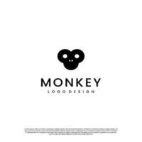 silhouette of simple monkey logo vector