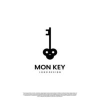 monkey combine with key logo design concept vector