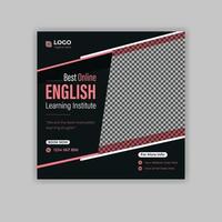 English learning institute social media post template design, social media advertisement post design vector