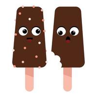 Set of brown ice cream on a stick vector