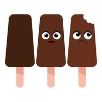 Set of brown chocolate ice creams on a stick vector