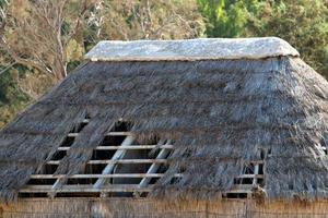 Leaky roof on an old village house. photo