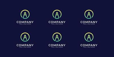 Set of letter a logo design bundle for corporate company. Good for icon, brand, identity, alphabet, and business vector