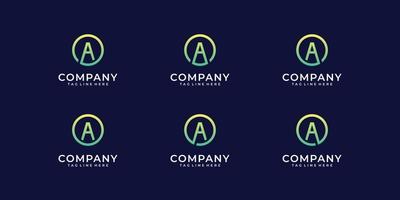 Set of letter a logo design bundle for corporate company. Good for icon, brand, identity, alphabet, and business vector