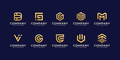 conjunto de colección de diseño de iconos de logotipo de empresa comercial vector