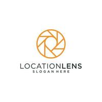 Location pin and lens logo inspiration vector