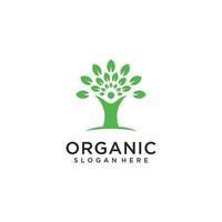 Organic natural green tree logo and business card vector