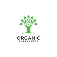 logotipo de árbol verde natural orgánico y tarjeta de visita vector