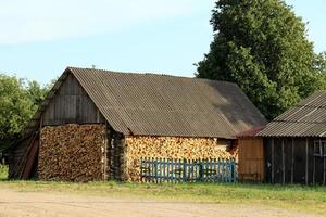 Minsk Belarus May 20, 2018. Firewood is prepared for heating the stove in the house in winter. photo