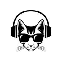 cat headphone logo vector