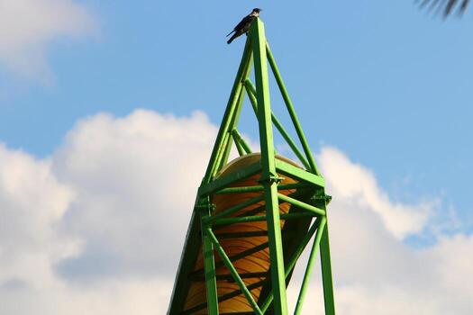 Tel Aviv Israel June 4, 2019. Geometric lines and figures in construction and architecture. photo
