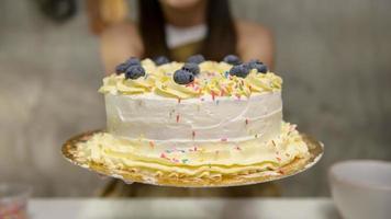 Close up of Young beautiful woman is baking in her kitchen , bakery and coffee shop business photo